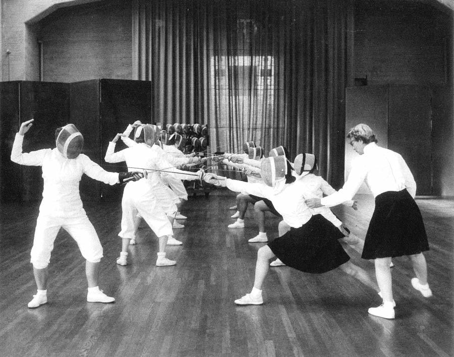 Fencing Class - Late 1940’s or early 1950’s. Frederica Bernard Instructor.